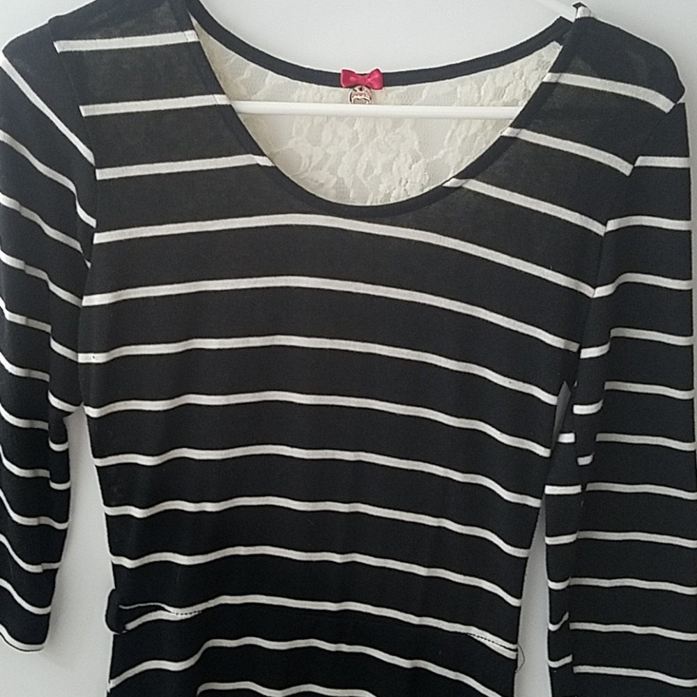 Black with white stripe sweater-like dress